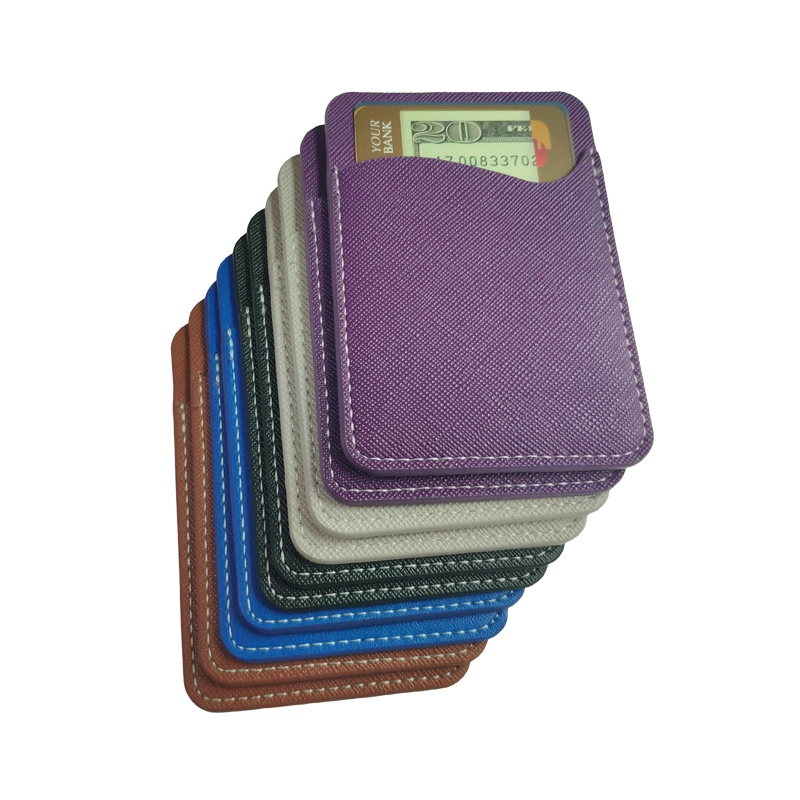 Factory OEM Adhesive Phone Wallet PU Leather Cell Phone Card Holder for All Smartphones & Cases