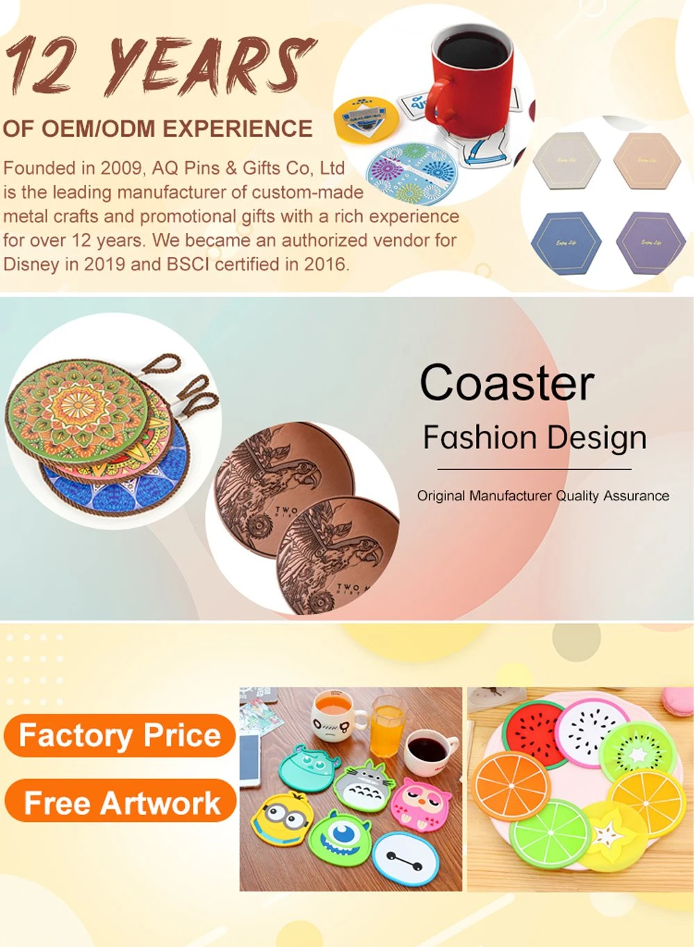 Wholesale Household Bamboo Products Custom Sublimation Blank Drink Cup Table Mat LED Plastic Metal/Ceramic/Resin/Felt/Paper/Cork/PVC/Silicone Set Slate Coaster