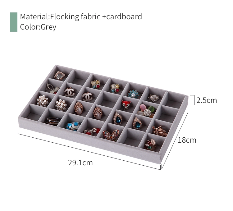 Class Desktop Cardboard Jewelry Accessories Rings Earring Display Tray with Divides Soft Velvet Drawer Jewelry Storage Organizer