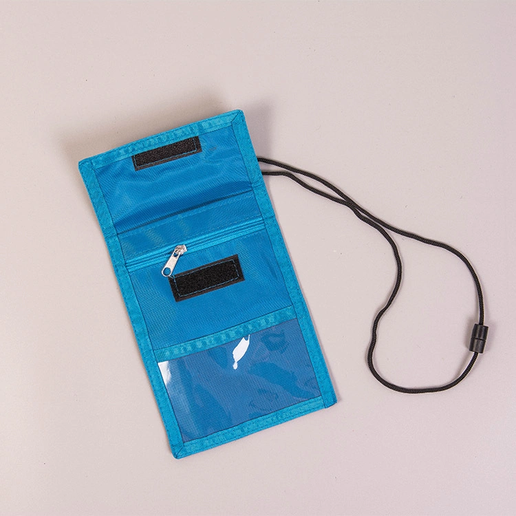 Oxford Cloth Polyester Card Holder Lanyard Zipper PVC Passport Protector Exhibition ID Card Holder