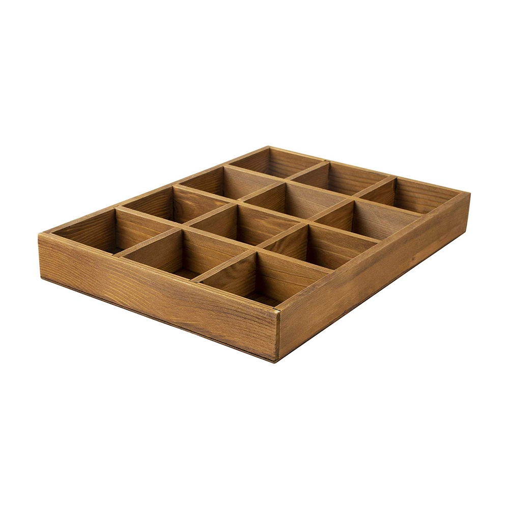 Wooden/Wood Multi-Grid Box/Tray for Jewelry/Tea Bag/Souvenir/USB Cable/Drug Storage