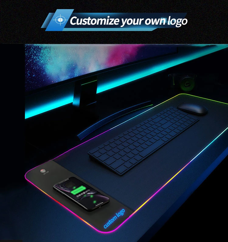 Custom Extended Large Mousepad RGB LED Glowing Keyboard Mat Promotion Gift Desk Mat Gamer Natural Rubber Gaming Mouse Pad Gamer Computer Accessories