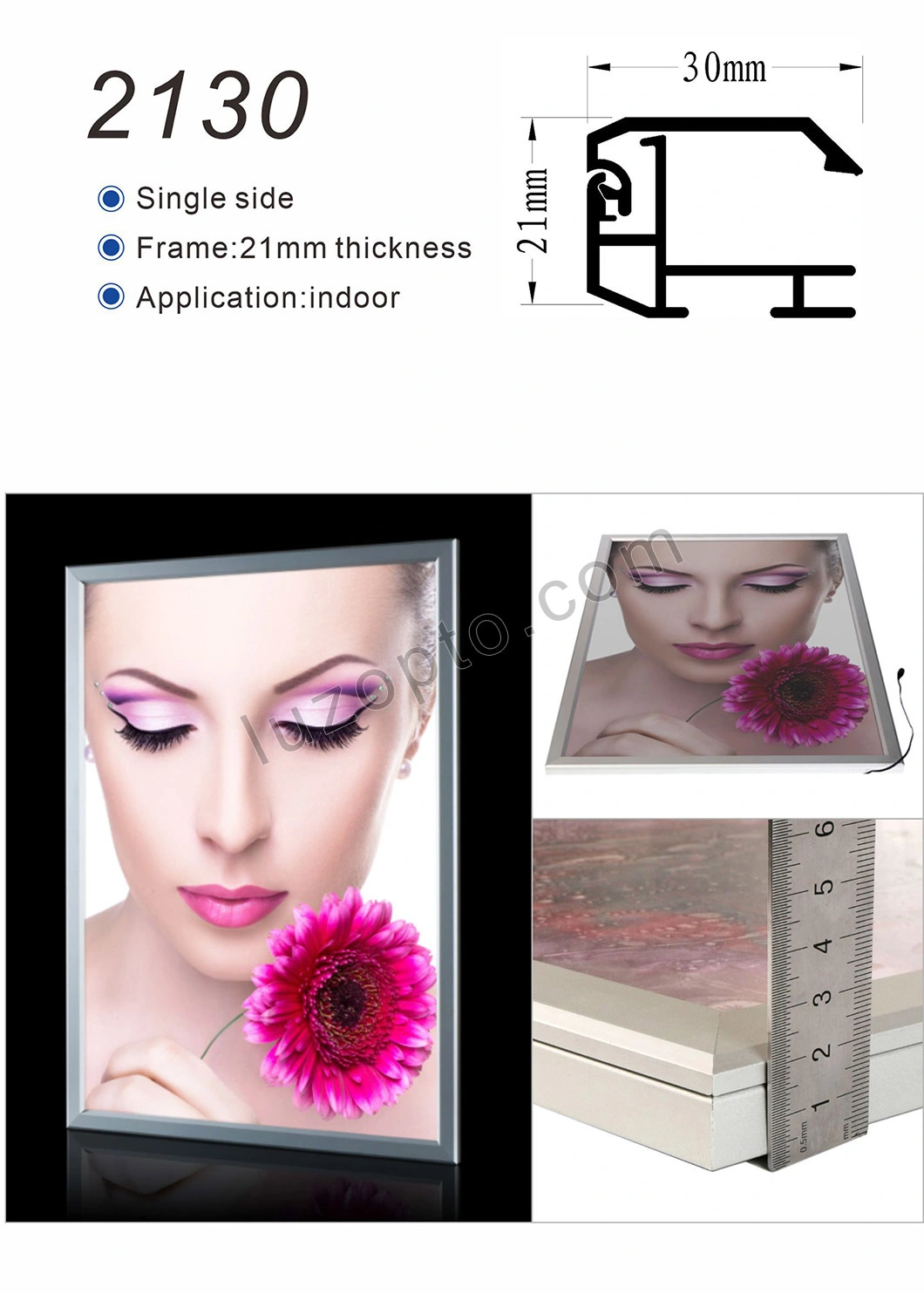 2130-Aluminum LED Light Box Photo Frame Snap Frame