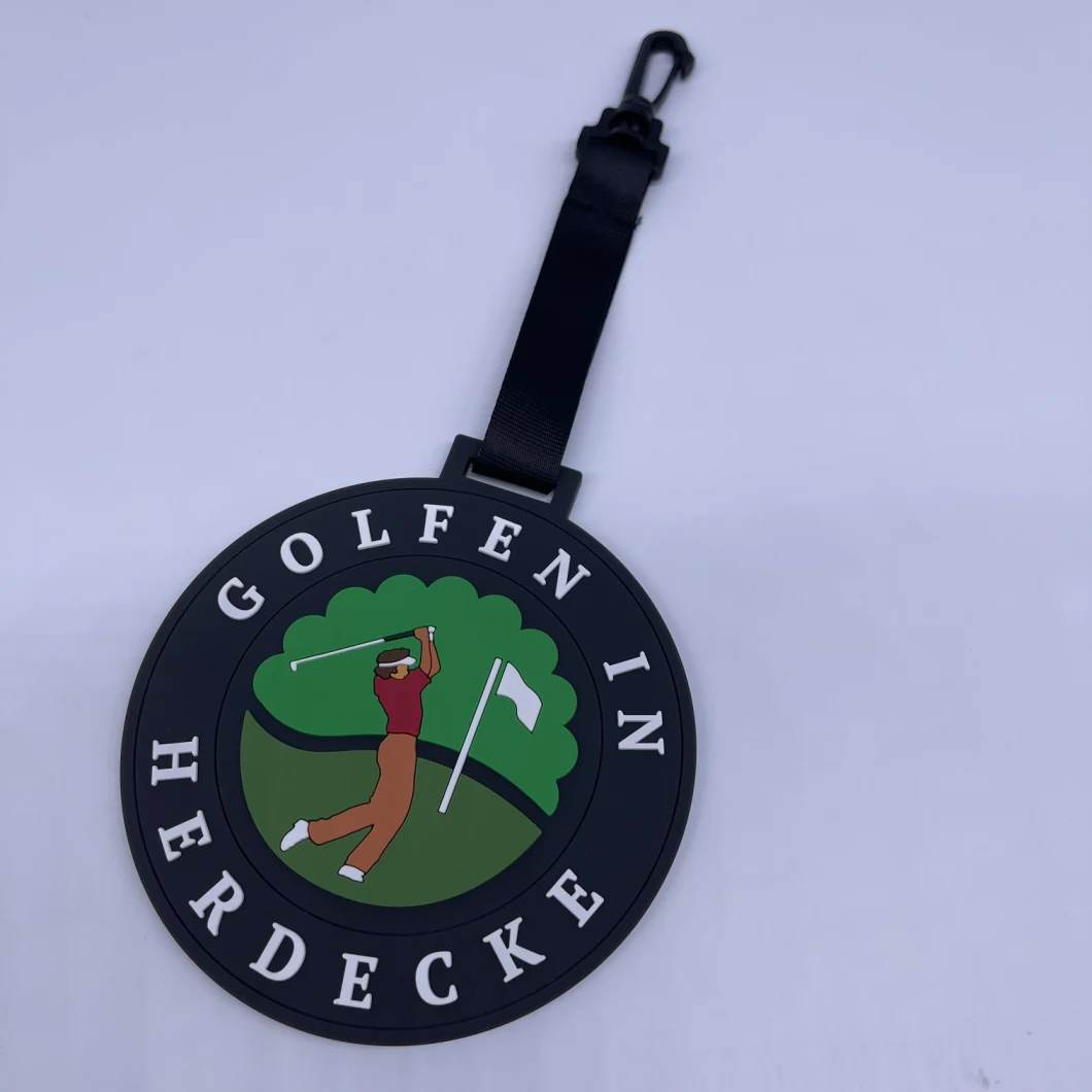 Custom 2D Soft PVC Luggage Tag Rubber Bag Tag for Golf Club