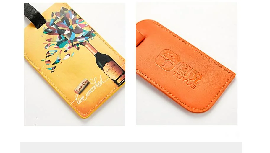 Durable Travel PU Leather Printing Luggage Tag