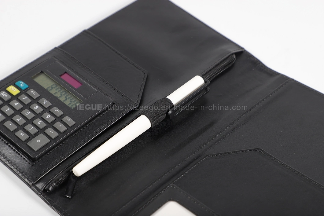 Custom Logo PU Leather Business Multi-Function Travel Passport Card Holder with Calculator