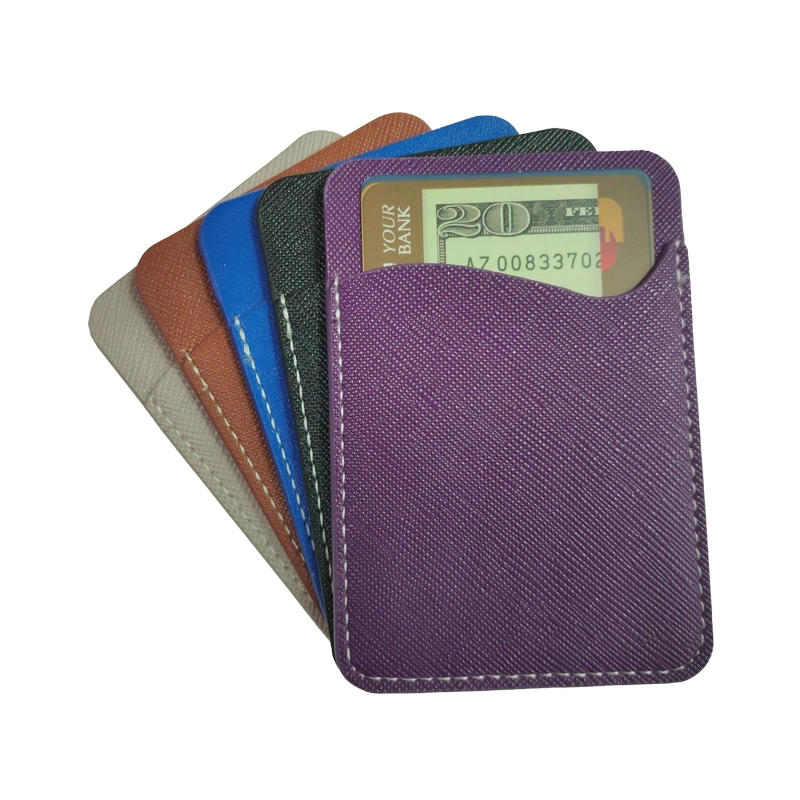 Factory OEM Adhesive Phone Wallet PU Leather Cell Phone Card Holder for All Smartphones & Cases