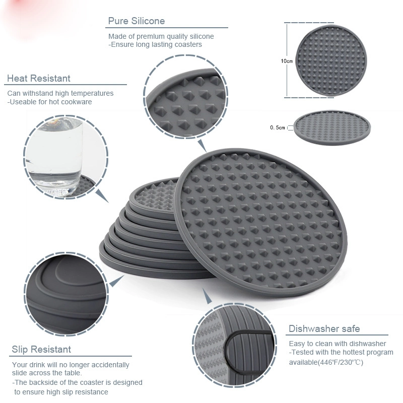 Silicone Non-Slip Coaster Heat-Resistant Coaster Desktop Protection Soft Rubber Drink Coaster