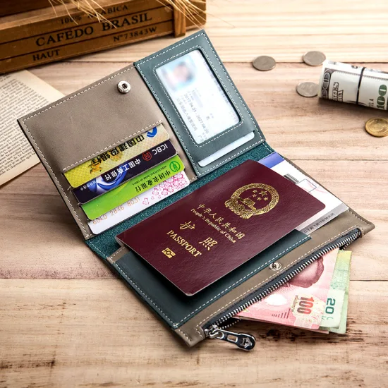Al994 RFID 정품 소액 변화 신용 카드 가죽 지갑 블랙 패밀리 디자이너 맞춤 여권 홀더
